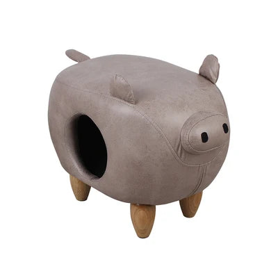 Pig Ottoman Cat Hideaway Storage Stool
