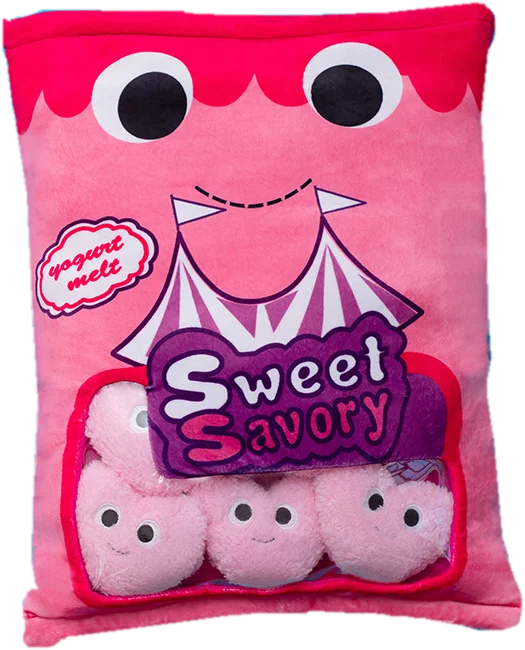 Juguete de peluche en forma de almohada de bolsa de aperitivos, ocho estilos, 16" | 40 centímetros