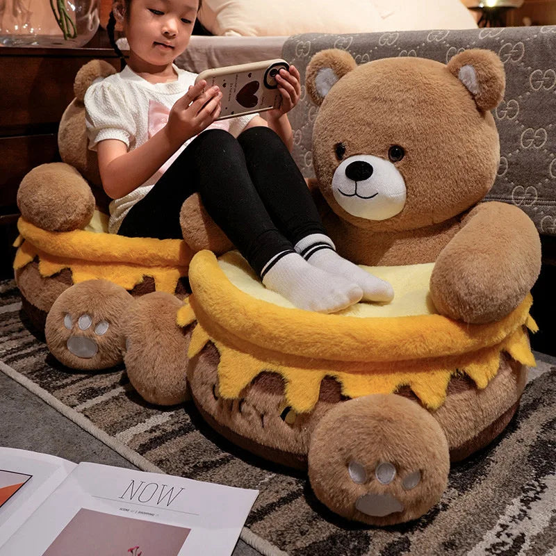 Honeypot Bear Plush Slipper Chair – Cozy & Adorable Seating for Kids!