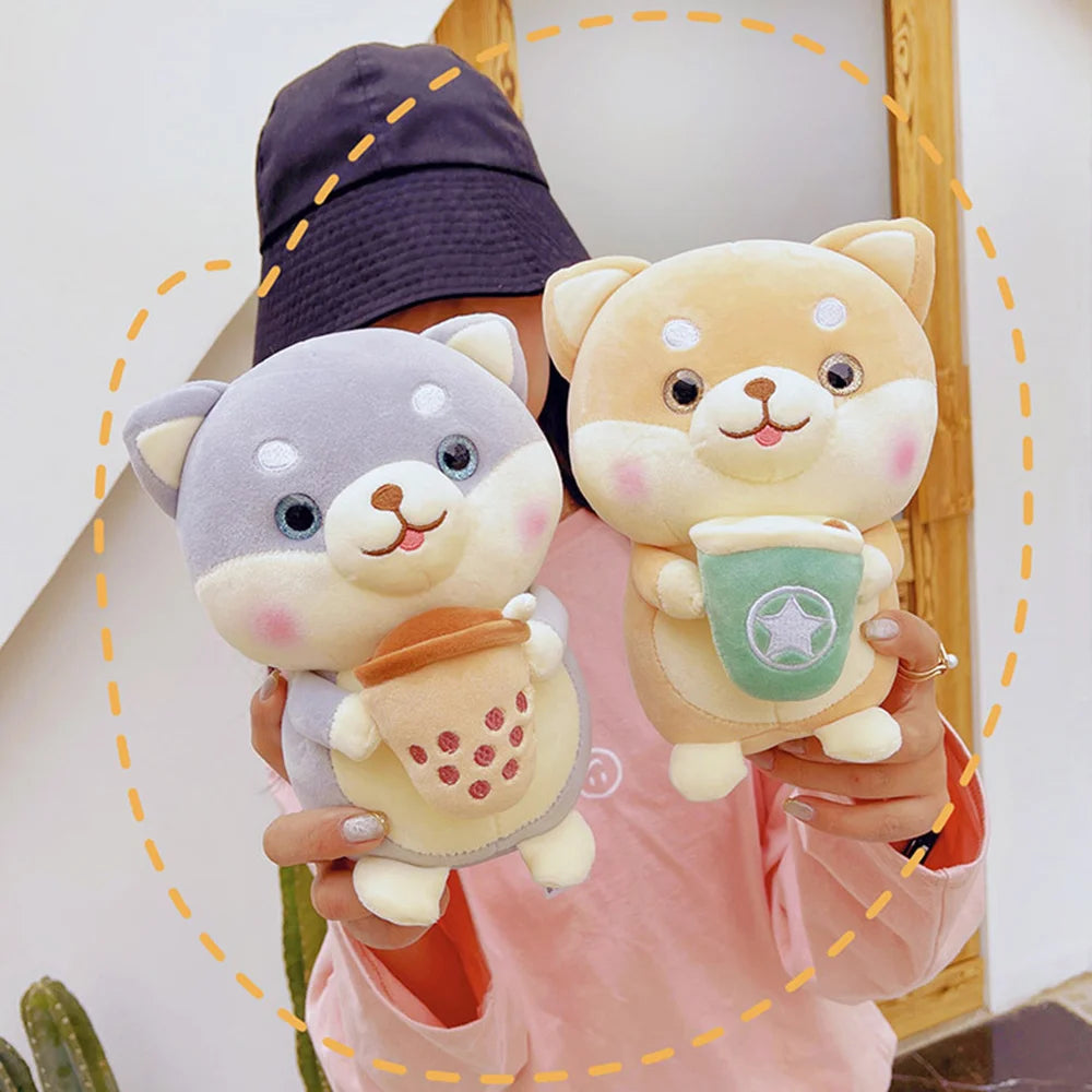 Plushie Shiba Inu che beve Bubble Tea, 2 stili, 8" | 20 centimetri
