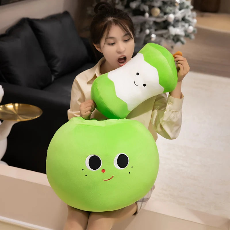 Kawaii Apple Plushie – Red, Yellow & Green, 12-16" | 30-40 cm