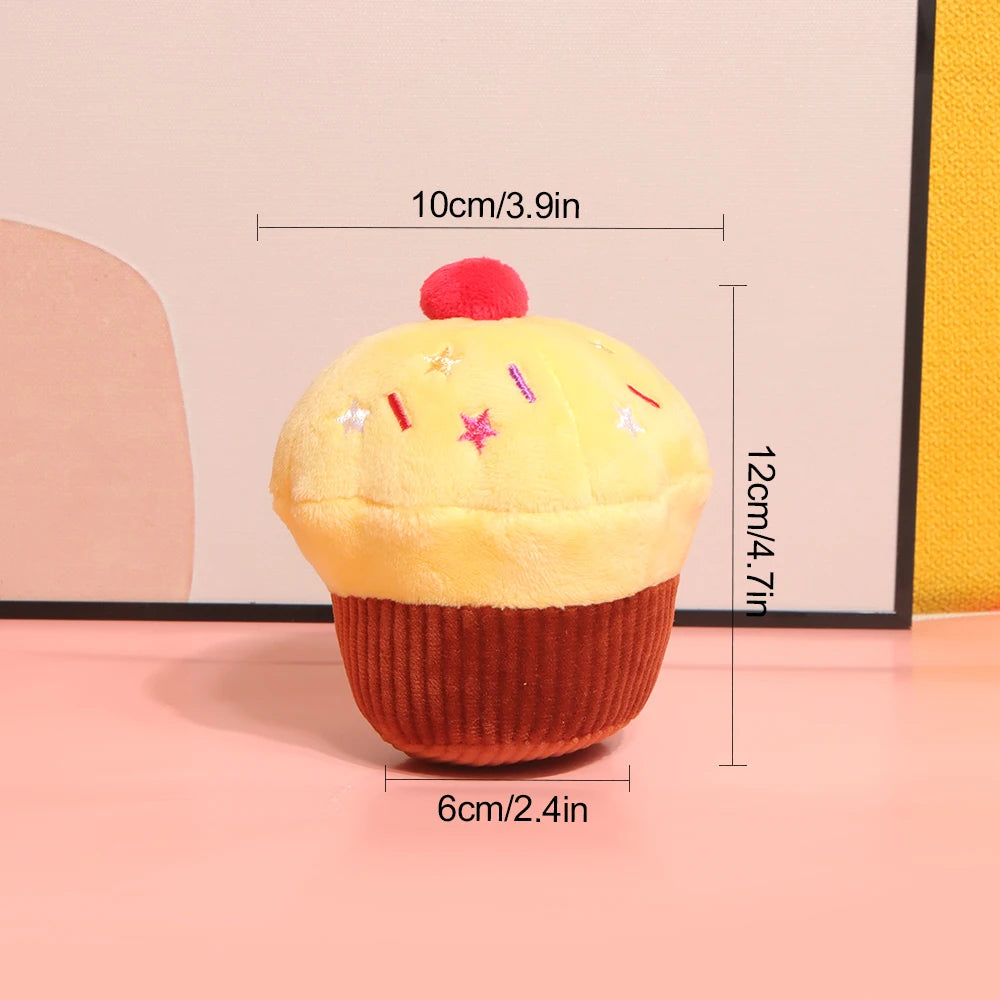 Cupcake Squeaky Dog Toy – Food-Themed Plush Pet Toy