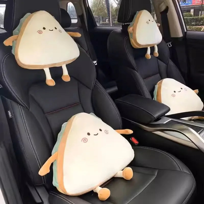 Sandwich-Shaped Plush Car Headrest – Kawaii Neck Pillow for Cars