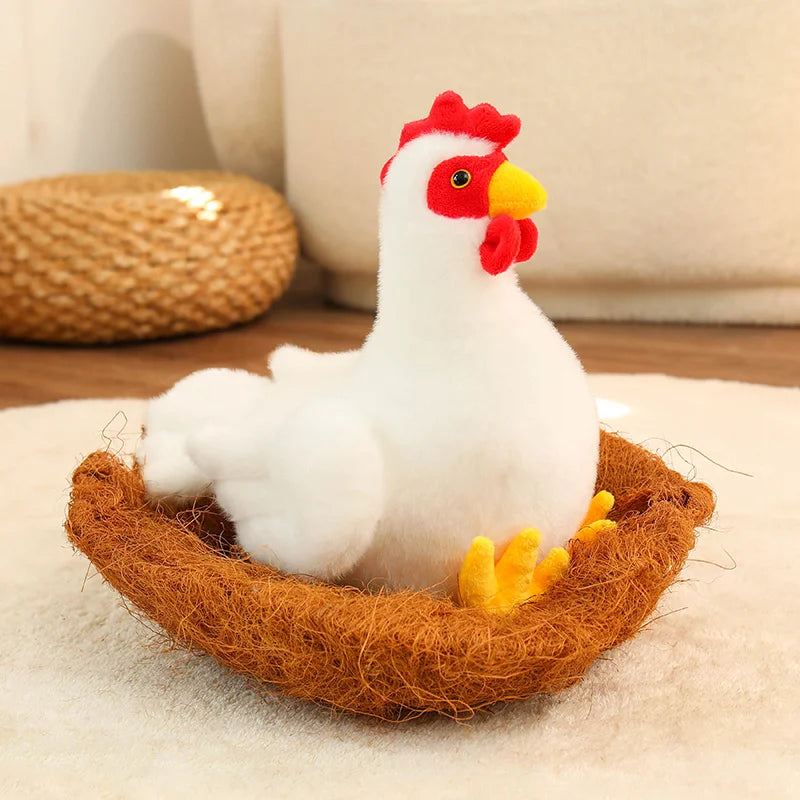 White Chicken & Rooster Plush Toys – Hen & Cock, 7-10" | 18-25 cm
