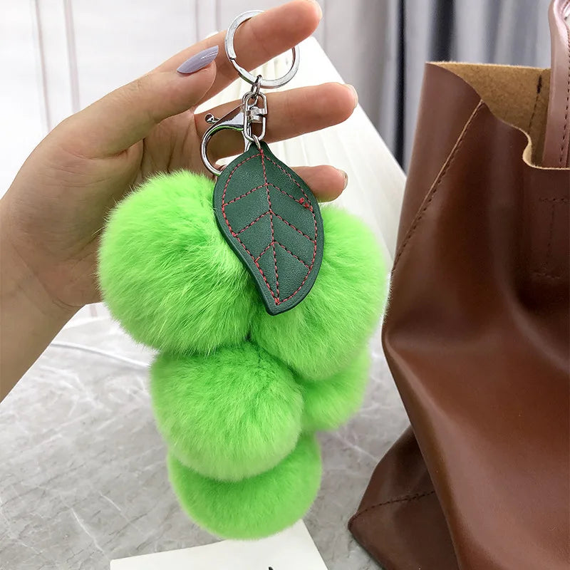 Grape Otter Rabbit Fur Plush Keychain – Cute Bag Decoration