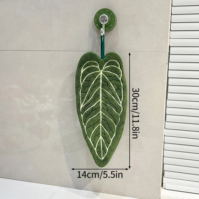 Leaf-Shaped Hand Towel – Hanging Kitchen Handkerchief