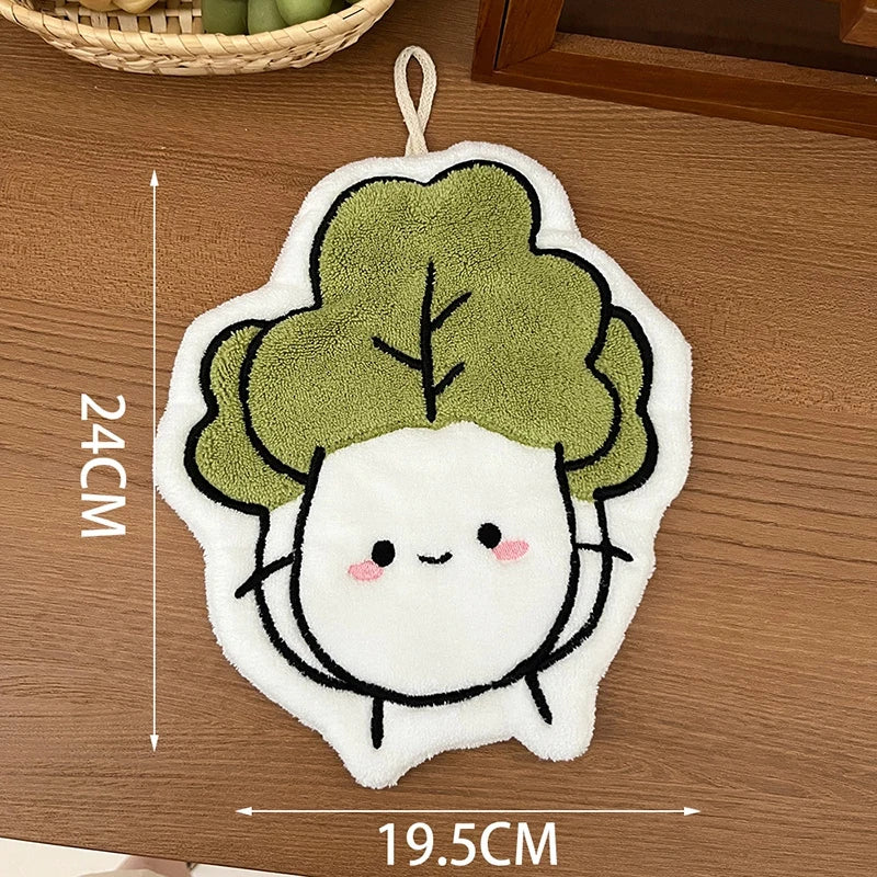 Kawaii Food Hand Towel – Soft Absorbent Kitchen Hanging Cloth