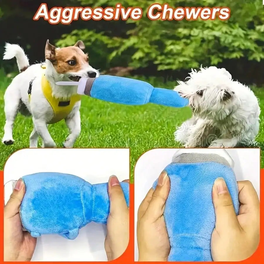 Jouet en peluche qui couine en forme de bouteille d'eau pour chiens – Deux couleurs - 11" | 27 cm