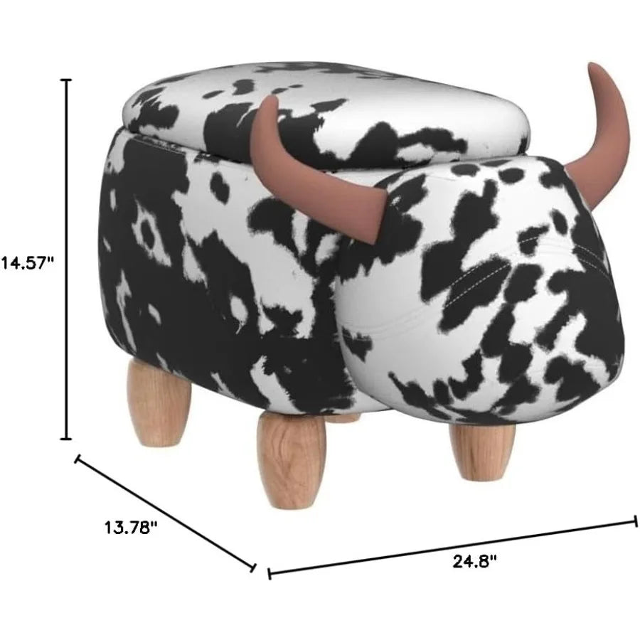 Kuh-Ottoman mit Samtstoff in zwei Farben