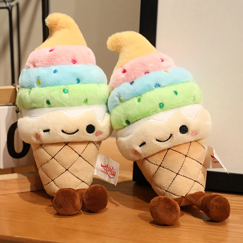 Ice Cream Cone Plush Toy – Kawaii Stuffed Sweet Dessert Doll