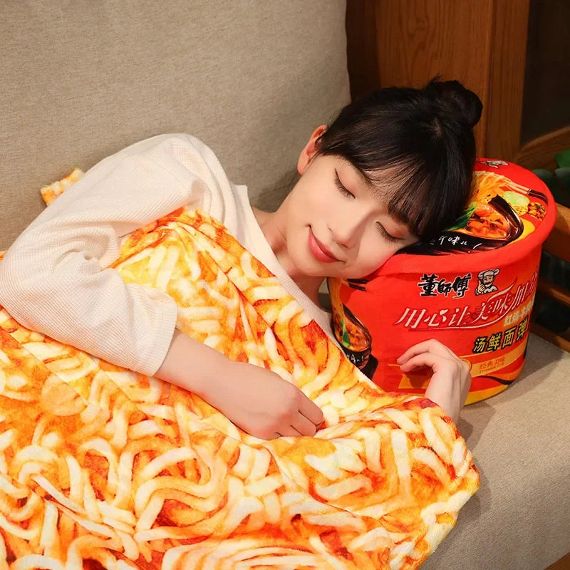 Plushie Instant Noodle Cup with Blanket – Ramen Bowl Pillow Gift