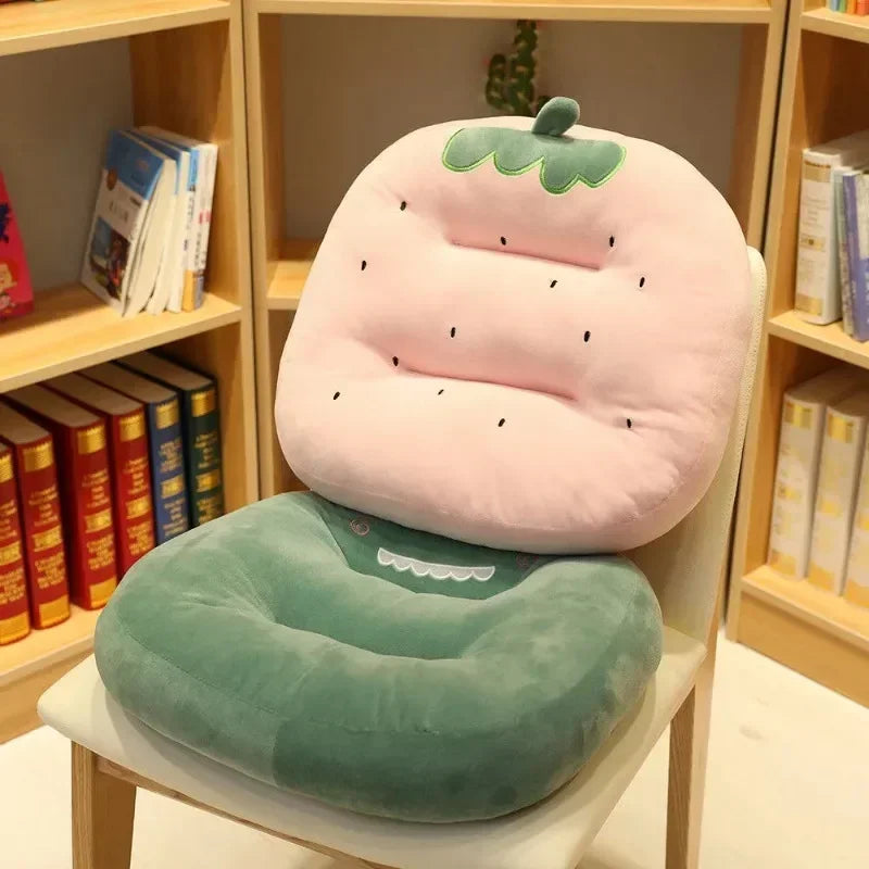 Cartoon Food-Shaped Car Seat Cushion – Plush Back Support Pillow