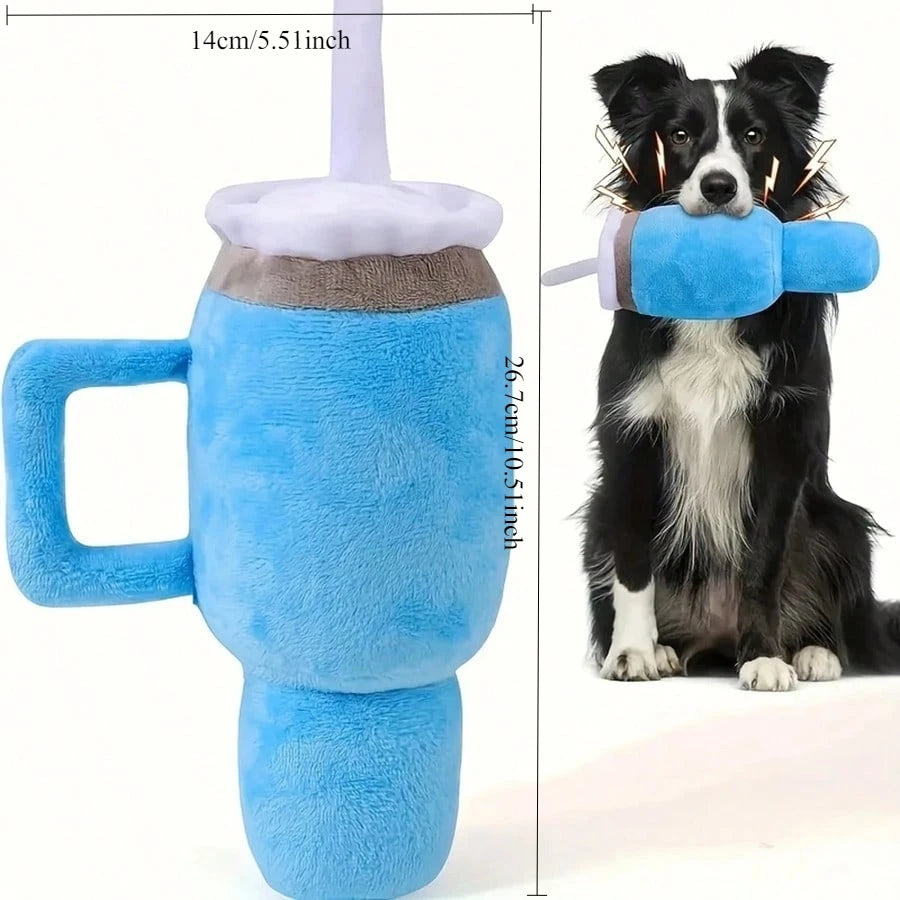 Jouet en peluche qui couine en forme de bouteille d'eau pour chiens – Deux couleurs - 11" | 27 cm