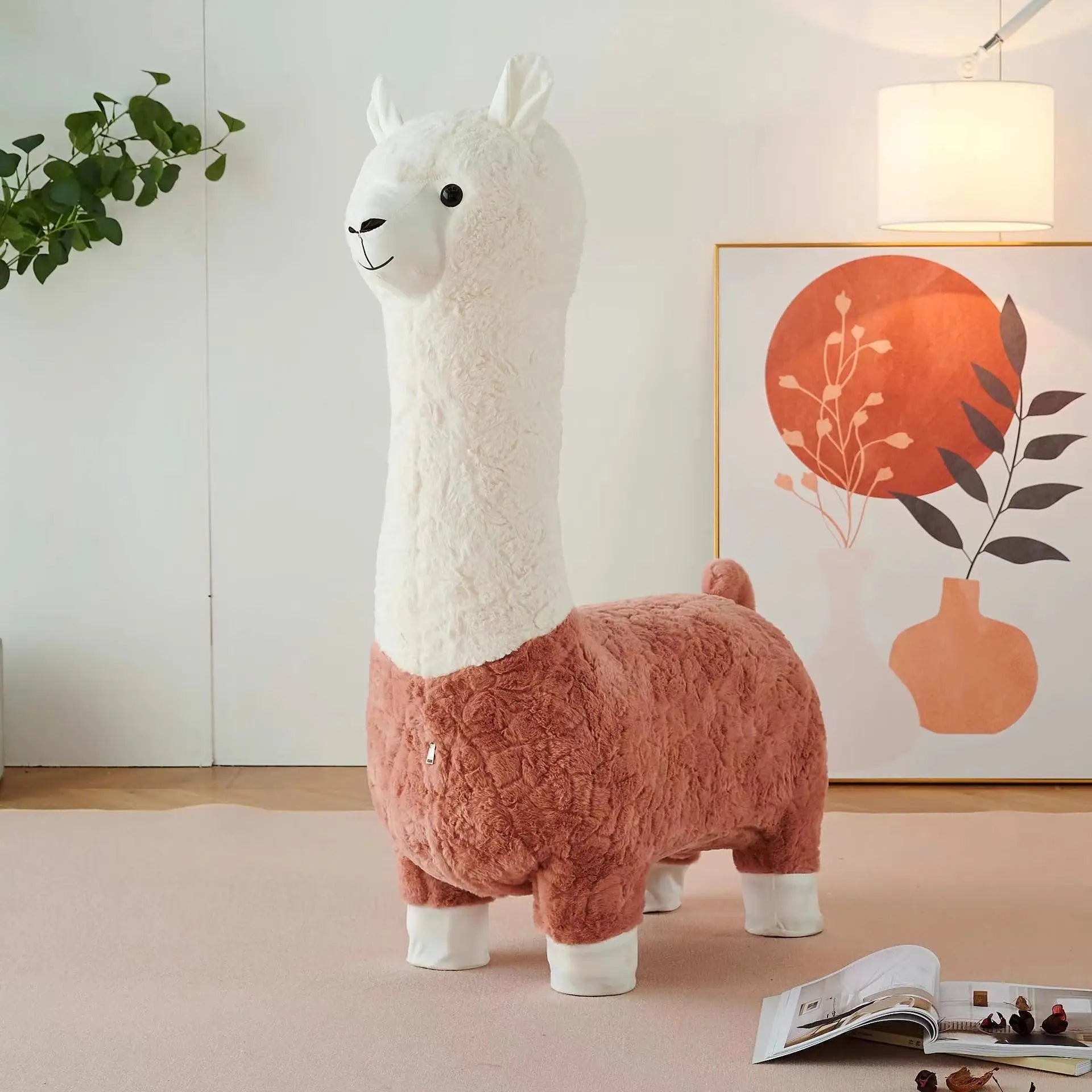 Pouf en peluche d'alpaga confortable, huit couleurs