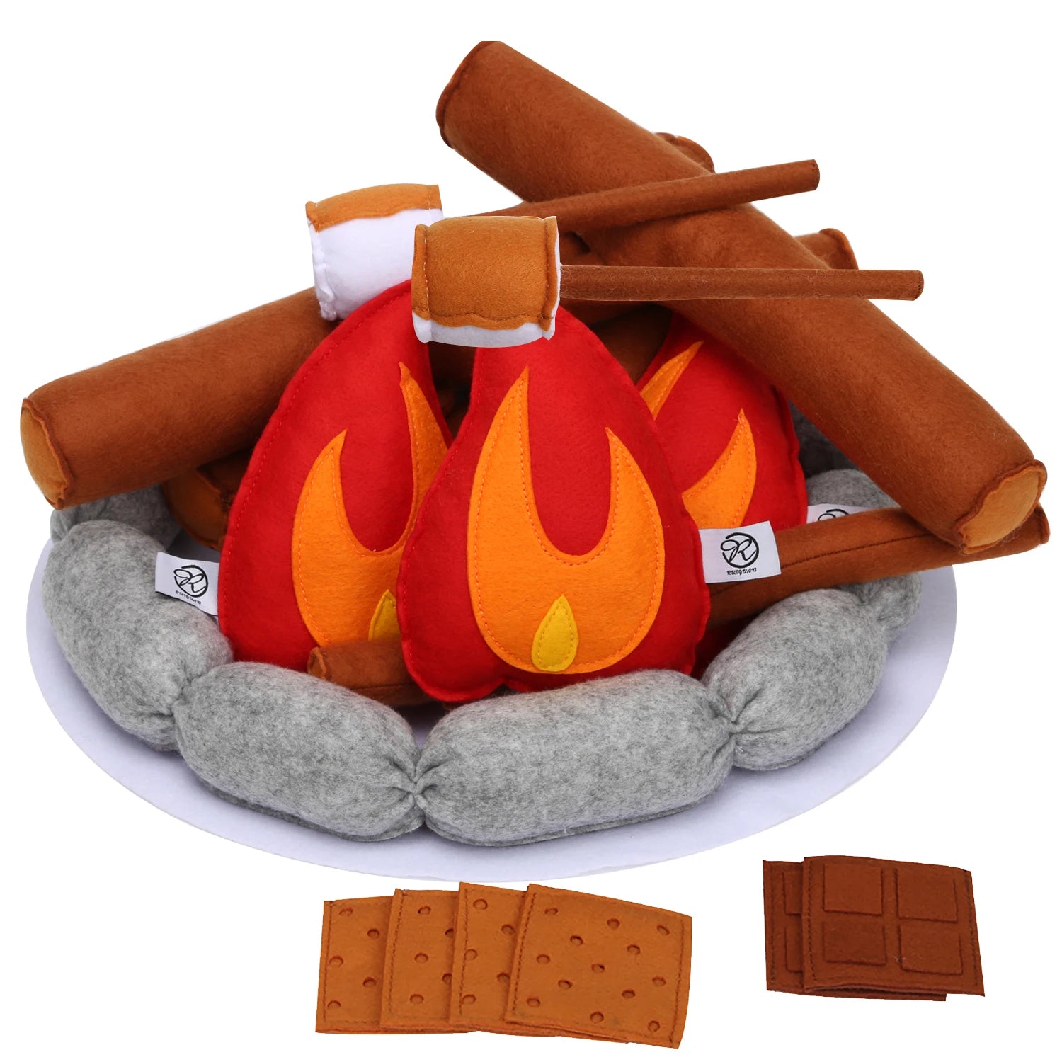 Ensemble de jeu de feu de camp S'mores en peluche, 16" | 40 cm