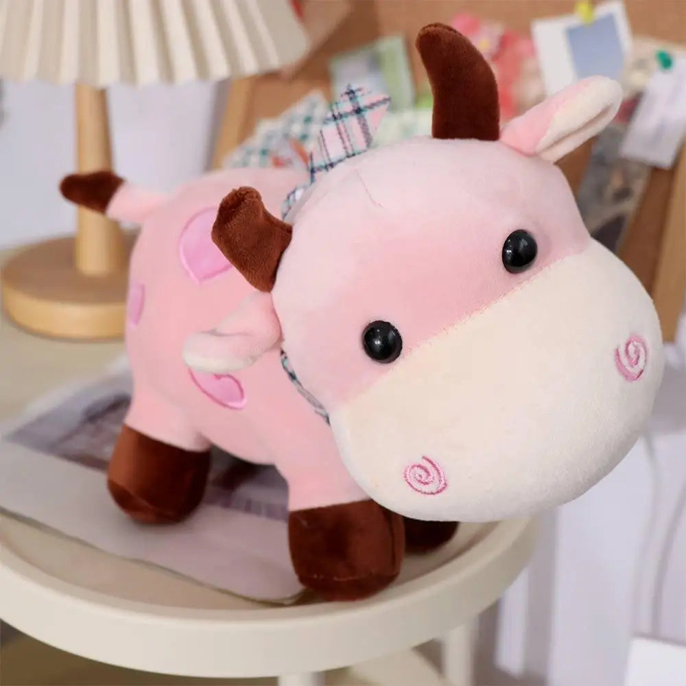 Vache laitière en peluche au chocolat, à la fraise ou au lait, 10-14" | 25-35 cm