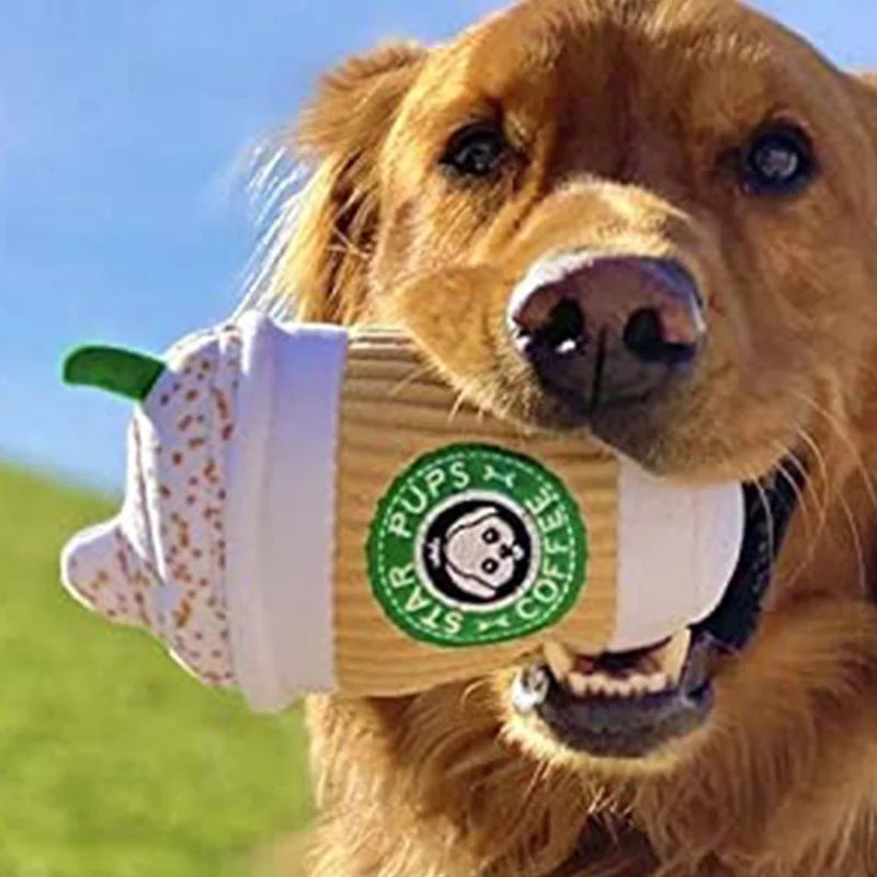 Giocattolo da masticare squeezy Cappuccino in peluche, 6,5" | 17 centimetri