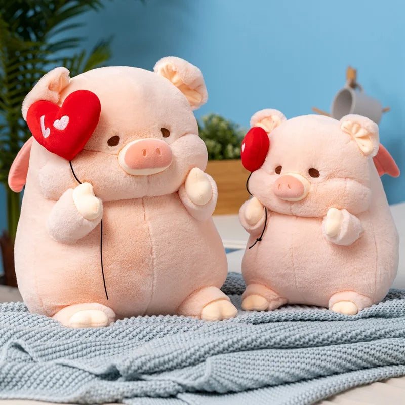 Schwein Plüschfigur mit einem Valentinstagsherz, 20-40 cm | 20-40 cm