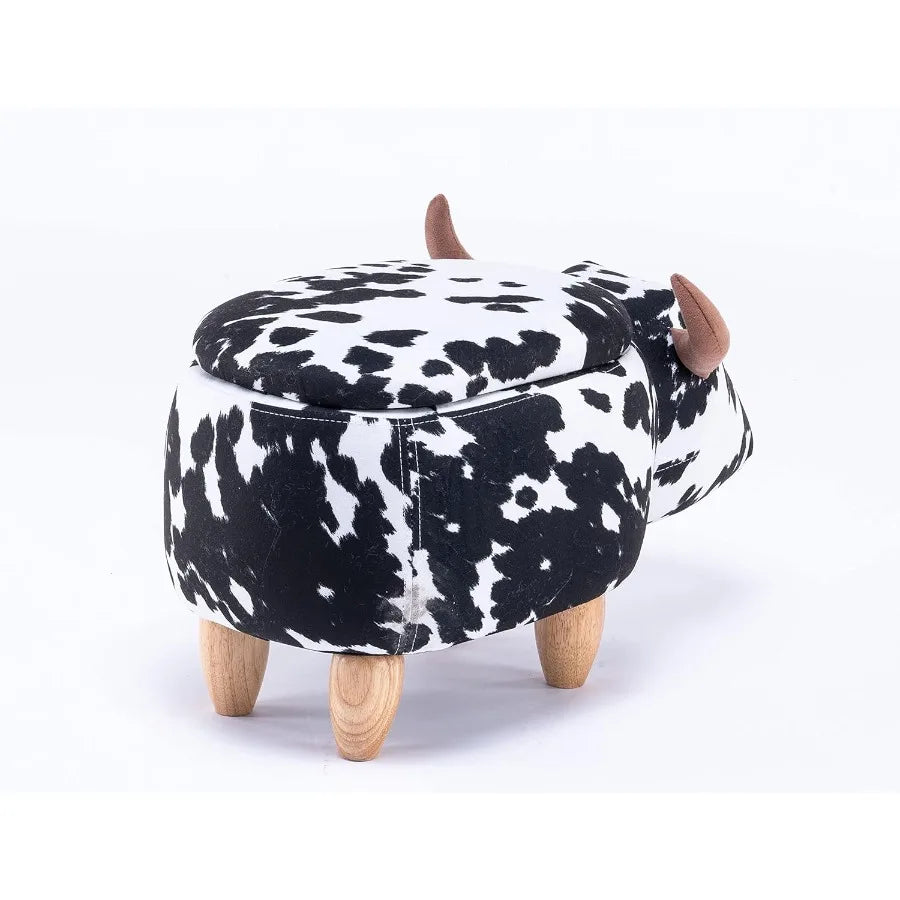 Kuh-Ottoman mit Samtstoff in zwei Farben
