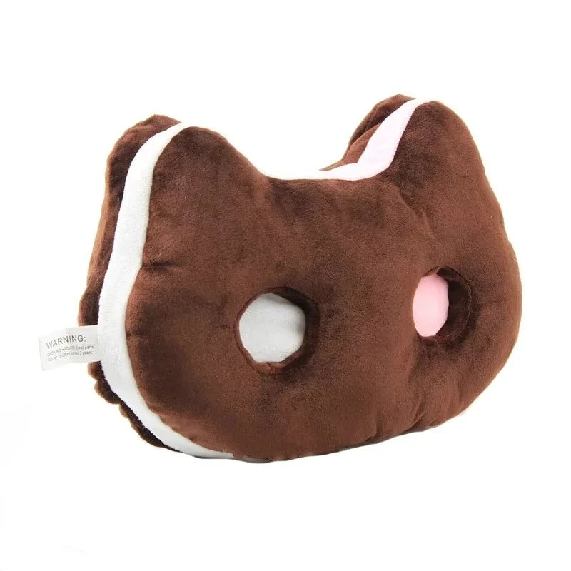 Coussin de siège en peluche sandwich glacé en forme de chat, 9" | 25 cm
