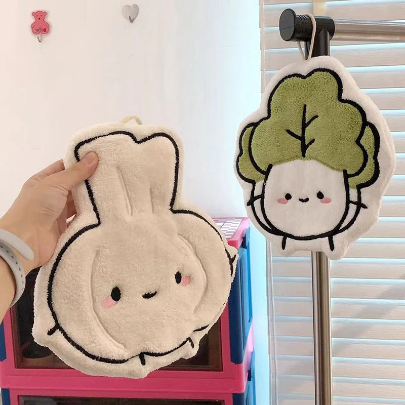 Kawaii Food Hand Towel – Soft Absorbent Kitchen Hanging Cloth