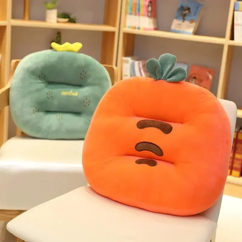 Cartoon Food-Shaped Car Seat Cushion – Plush Back Support Pillow
