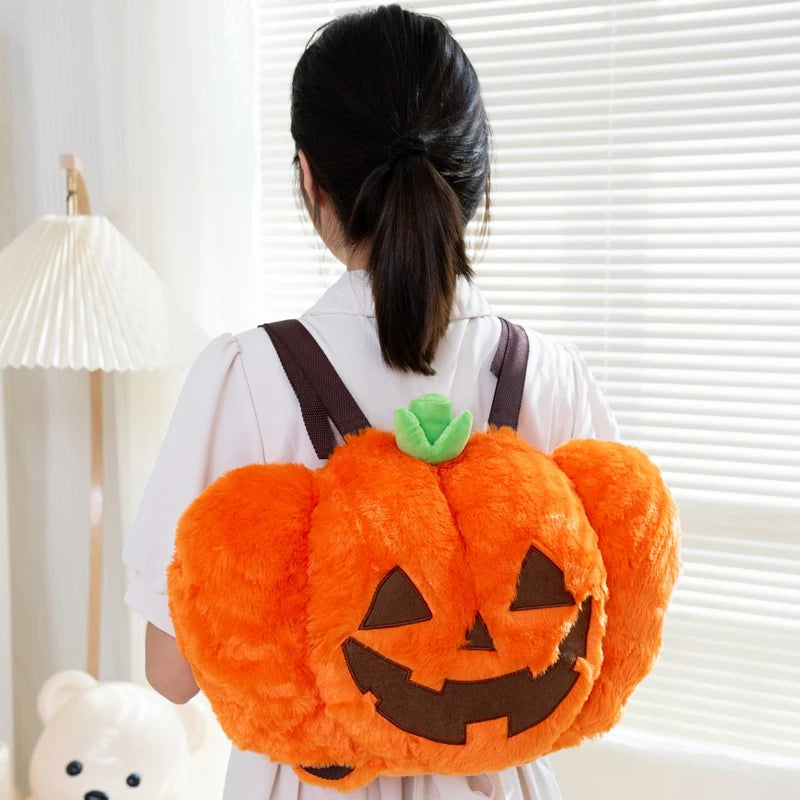 Halloween Pumpkin Plush Backpack – Stuffed Demon Pumpkin Bag