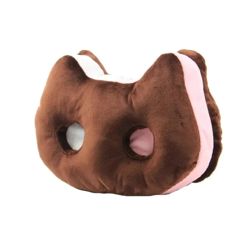 Coussin de siège en peluche sandwich glacé en forme de chat, 9" | 25 cm