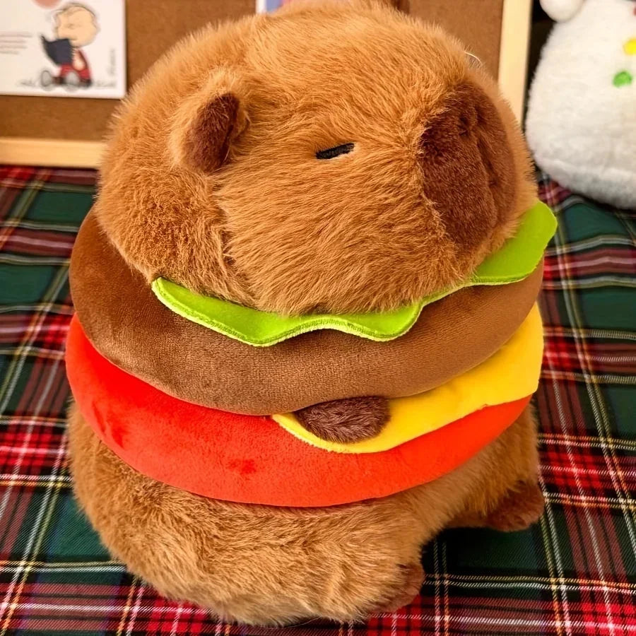 Capybara Hamburger Plushie – Stuffed Animal Toy - 20 cm / 8"