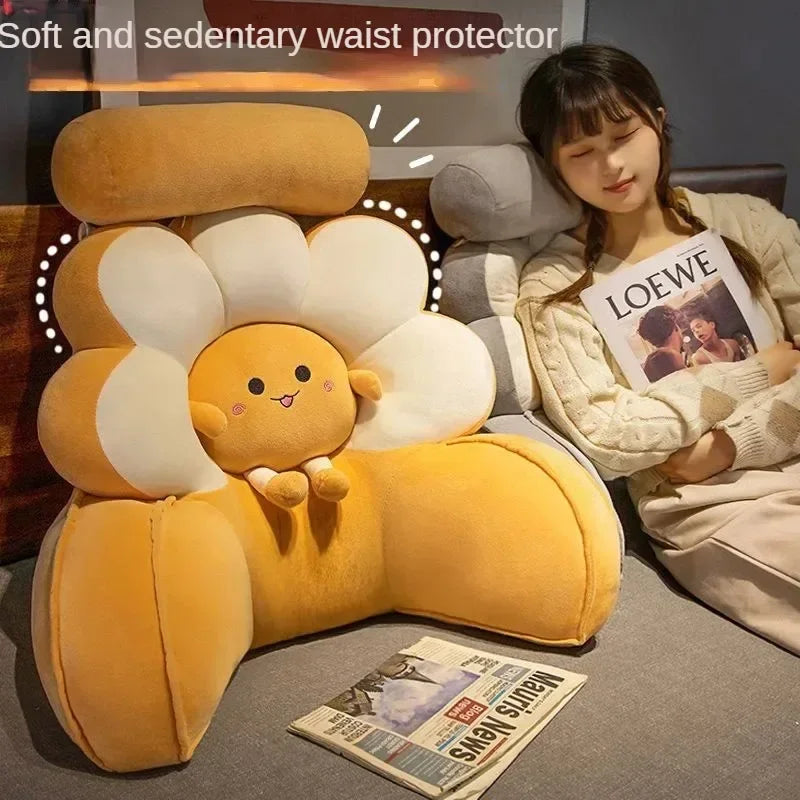Floral Backrest Lumbar Pillow – Plush Knit Reading Support
