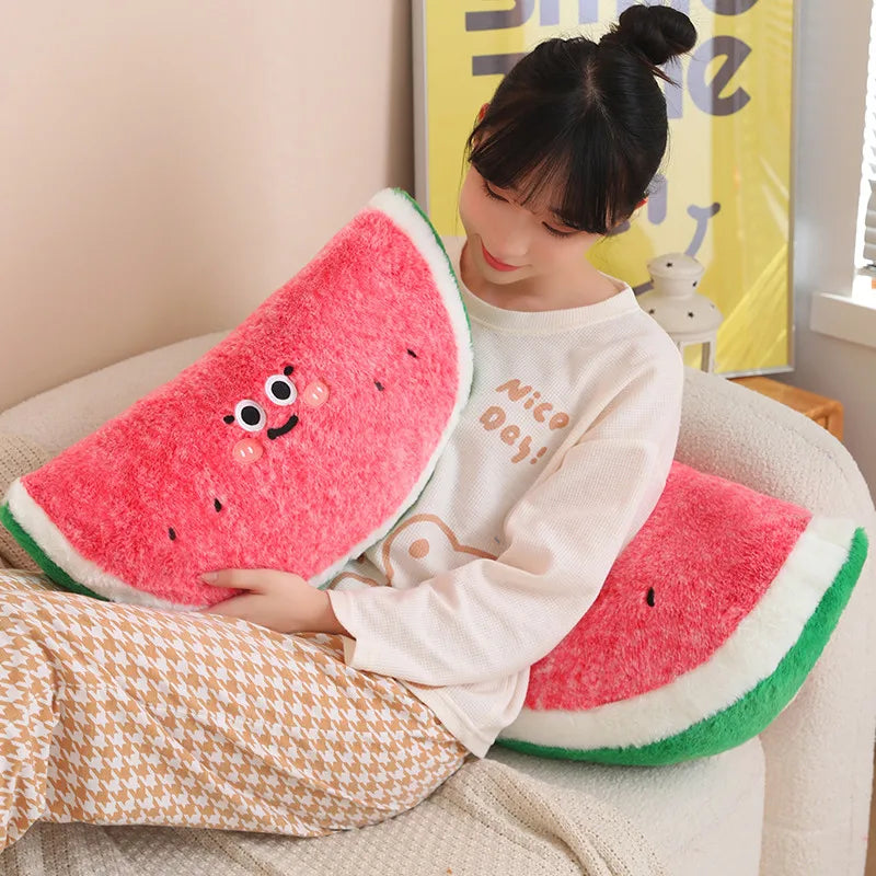 Giant Watermelon Plush Pillow – Slice Shaped Floor Cushion, 18-35" | 45-90 cm