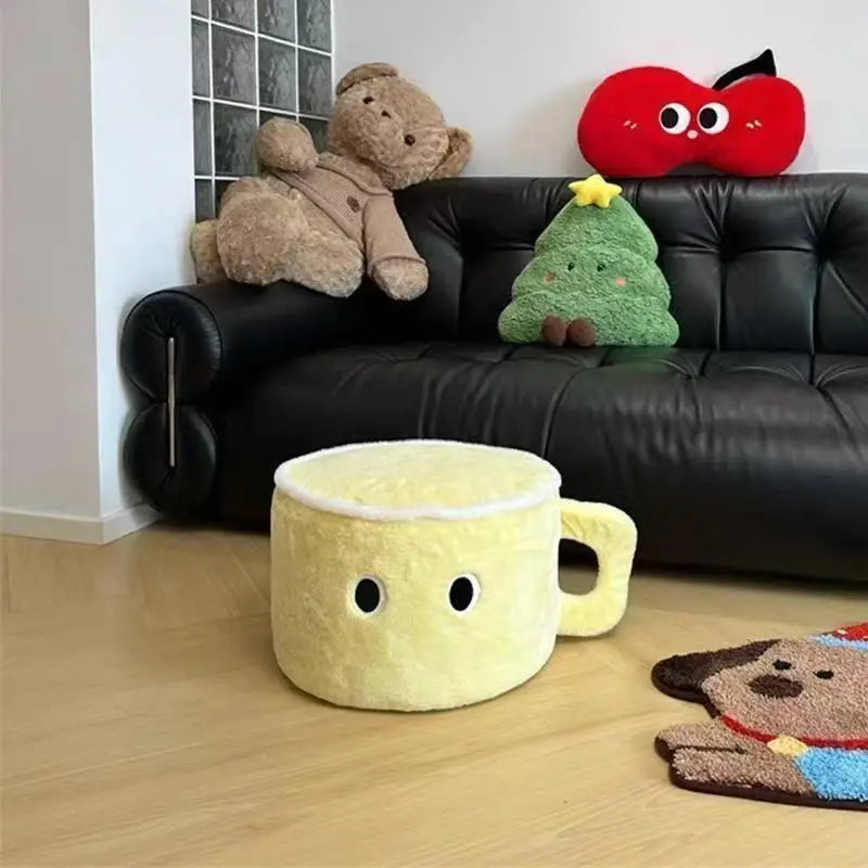Cozy Cup Plush Footstool – Cute Coffee-Inspired Comfort - Three Colors