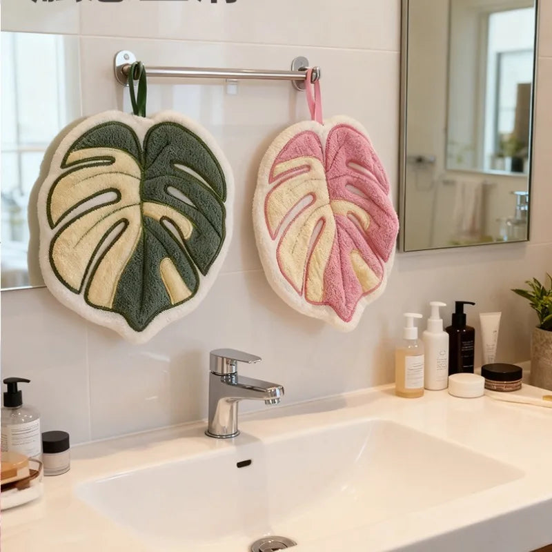Plant-Shaped Hanging Handkerchief – Green & Pink Leaf Design