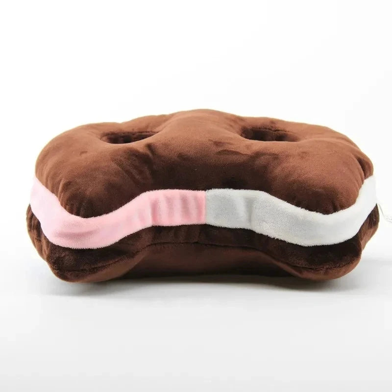 Coussin de siège en peluche sandwich glacé en forme de chat, 9" | 25 cm