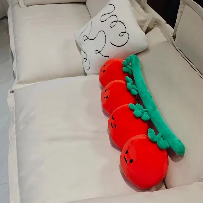 Cluster Tomato Plush Pillow – Four Connected Tomatoes, 16" | 40 cm