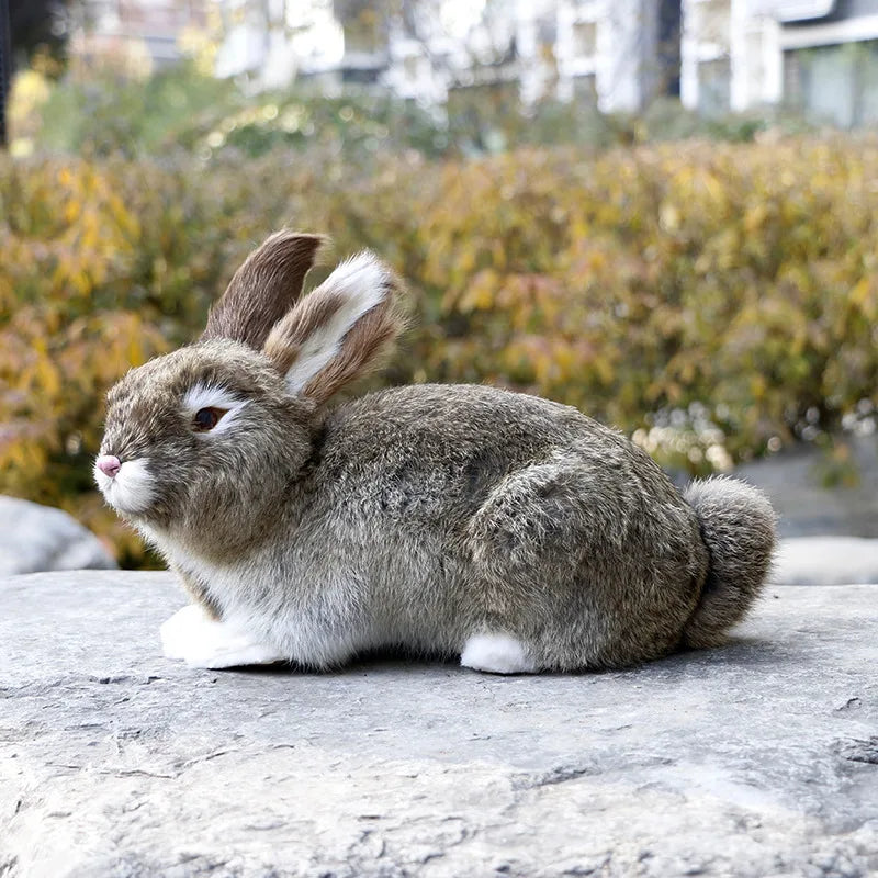 Lifelike Faux Fur Rabbit Toy – Realistic Stuffed Rabbit Figurine