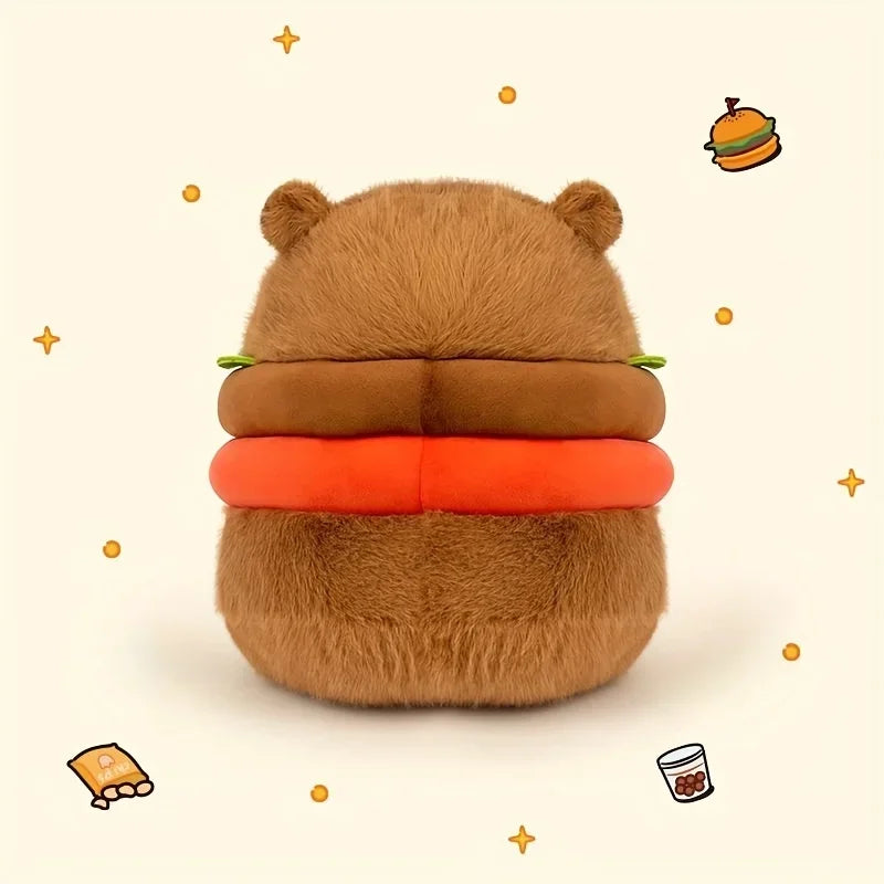 Capybara Hamburger Plushie – Stuffed Animal Toy - 20 cm / 8"