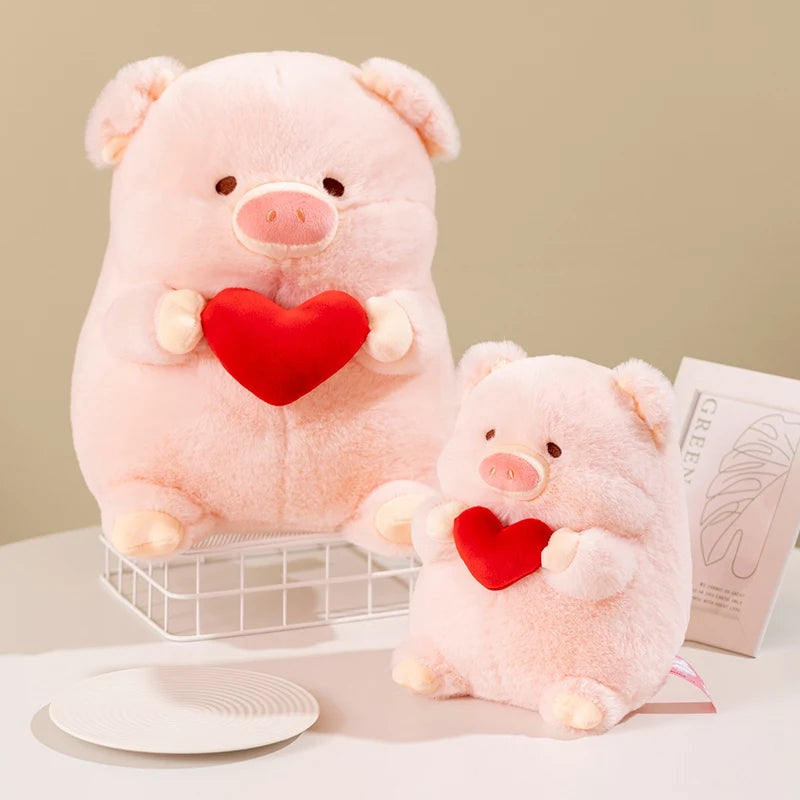 Schwein Plüschfigur mit einem Valentinstagsherz, 20-40 cm | 20-40 cm
