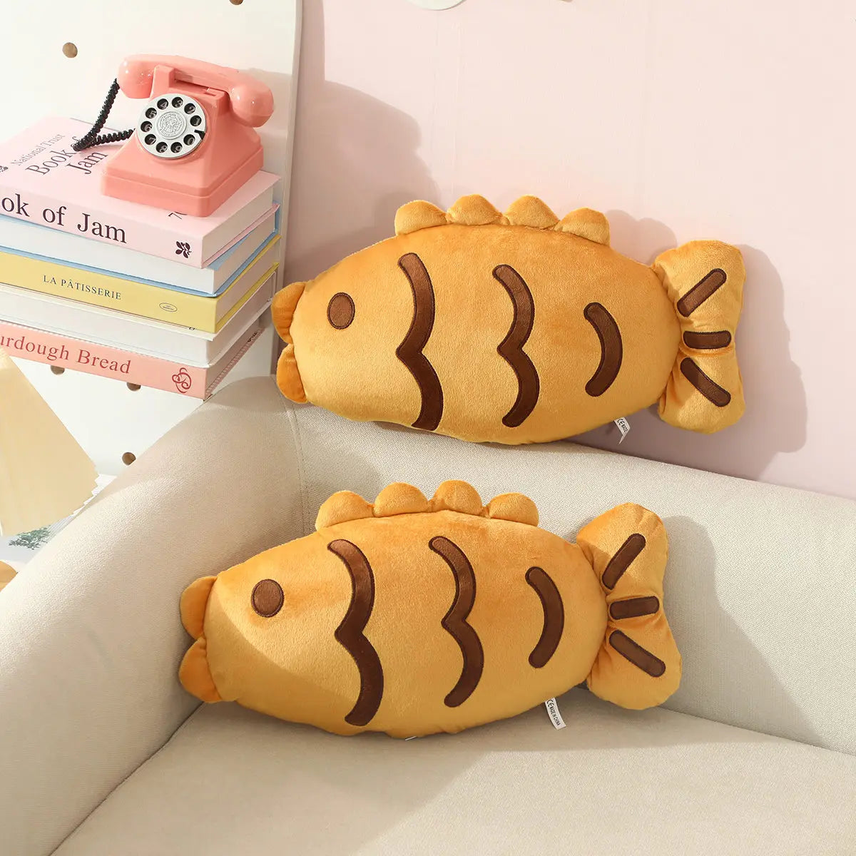 Taiyaki Fish Waffle Plushie – Japanese Street Food Pillow, 8-16" | 20-40 cm