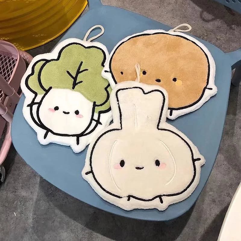 Kawaii Food Hand Towel – Soft Absorbent Kitchen Hanging Cloth