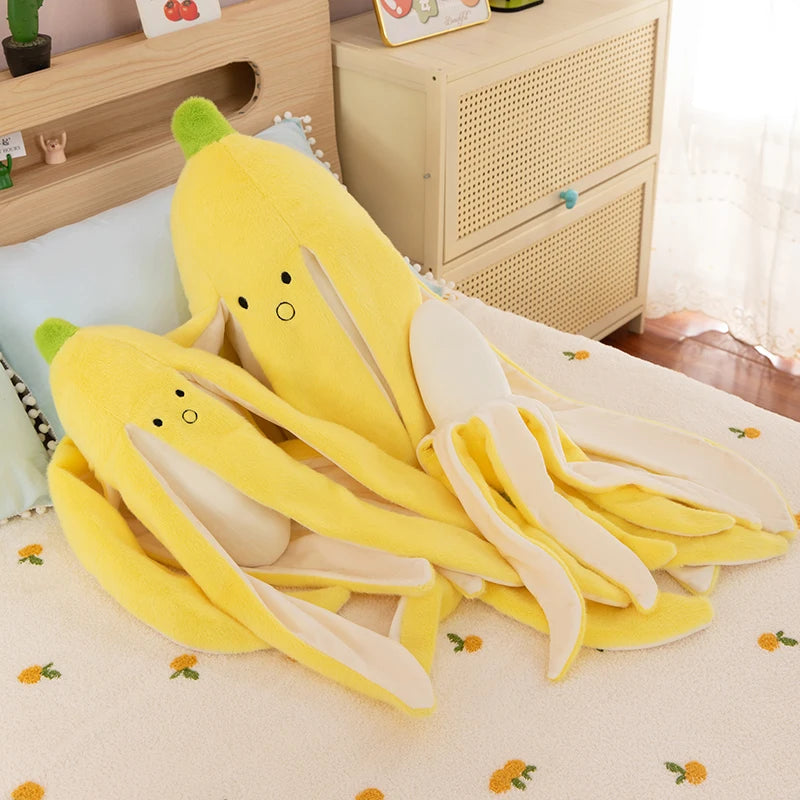 Banana Peel Plush Doll Pillow – Squishy Cute Fruit Stuffed Toy