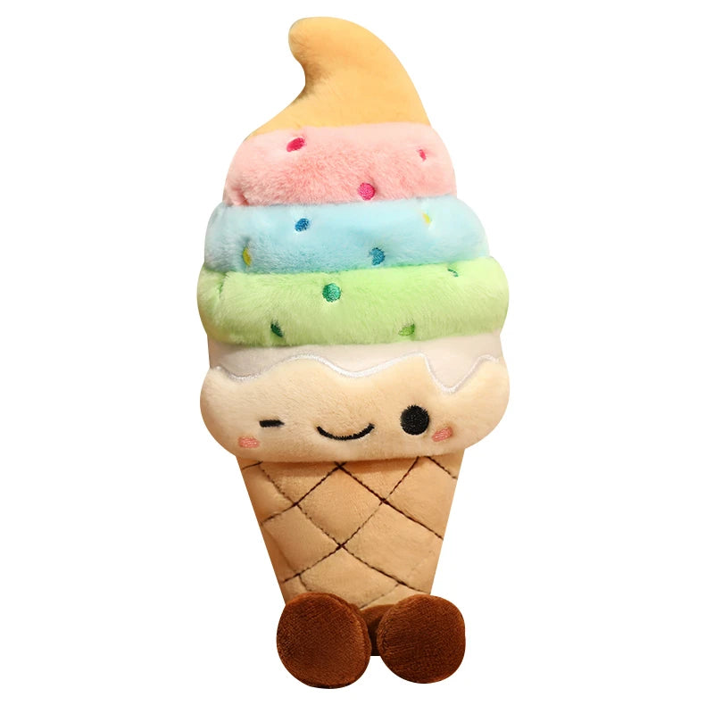 Ice Cream Cone Plush Toy – Kawaii Stuffed Sweet Dessert Doll