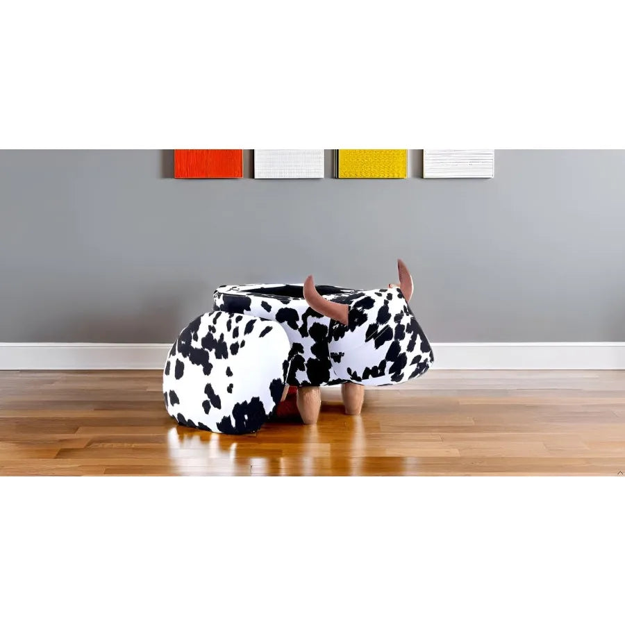 Kuh-Ottoman mit Samtstoff in zwei Farben