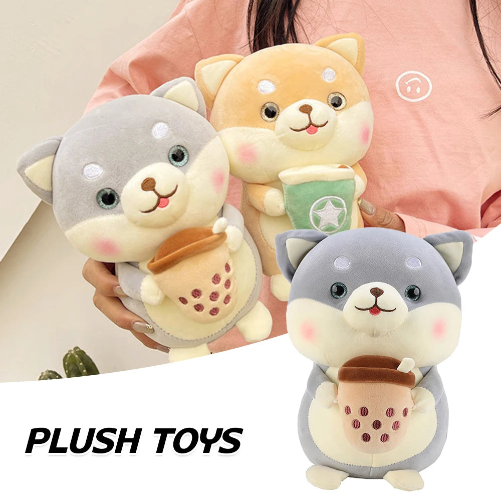 Plushie Shiba Inu che beve Bubble Tea, 2 stili, 8" | 20 centimetri