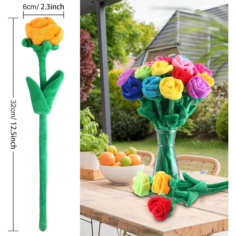 Peluches de Rosa con Tallo, Nueve Colores, 13" | 32 centímetros