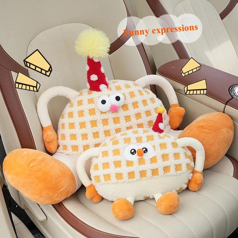 Coussin en peluche Waffle d'anniversaire pour soutien de tête/lombaire, 14-20" | 35-50 cm