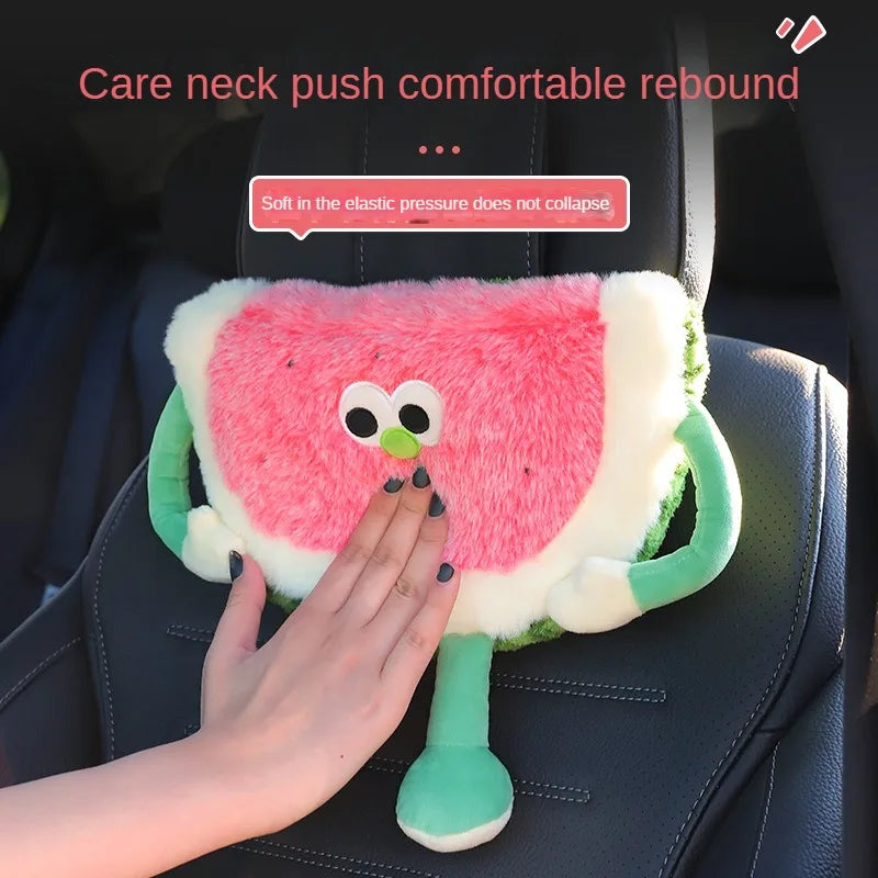 Watermelon Car Headrest & Lumbar Support Pillow – Cartoon Kawaii