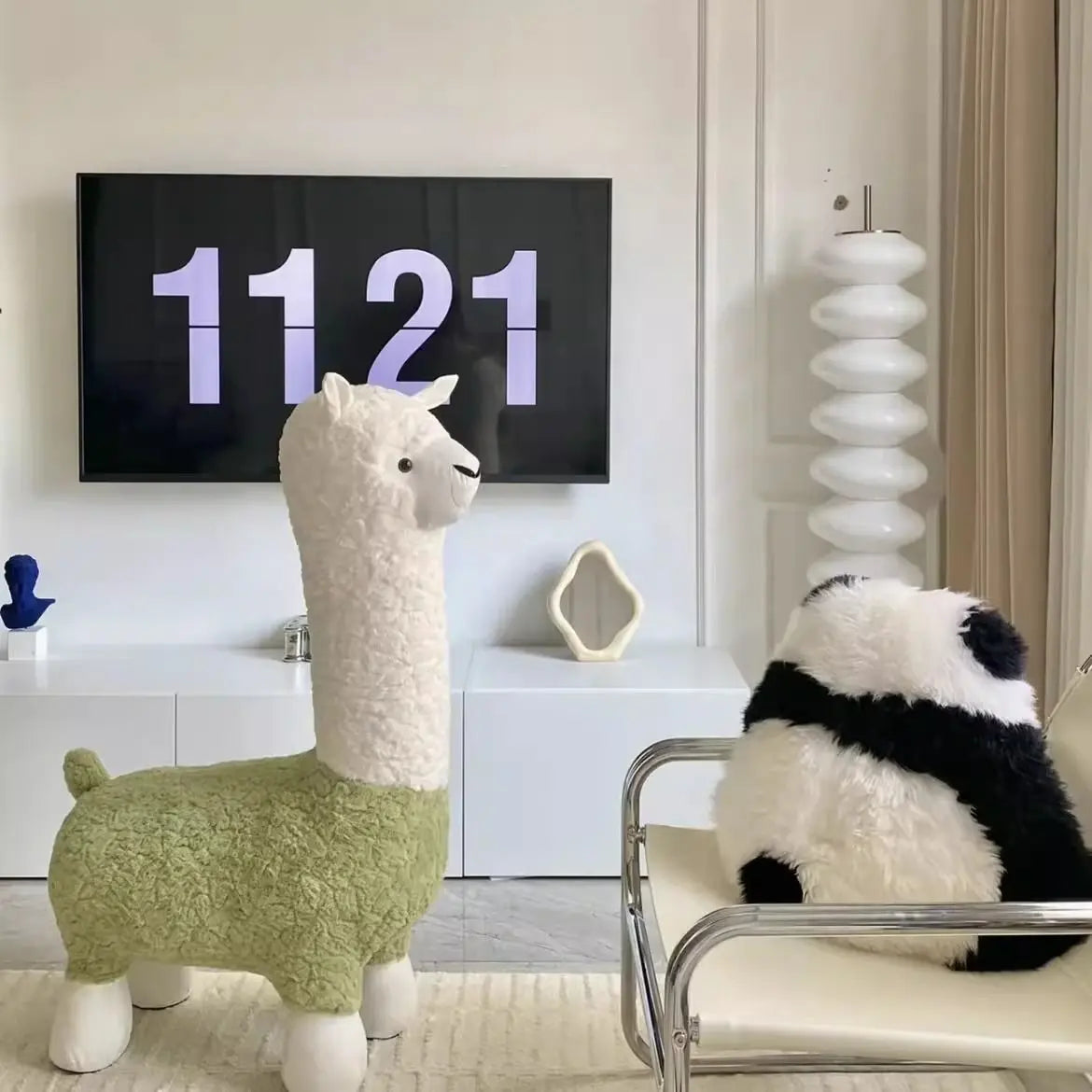 Pouf en peluche d'alpaga confortable, huit couleurs