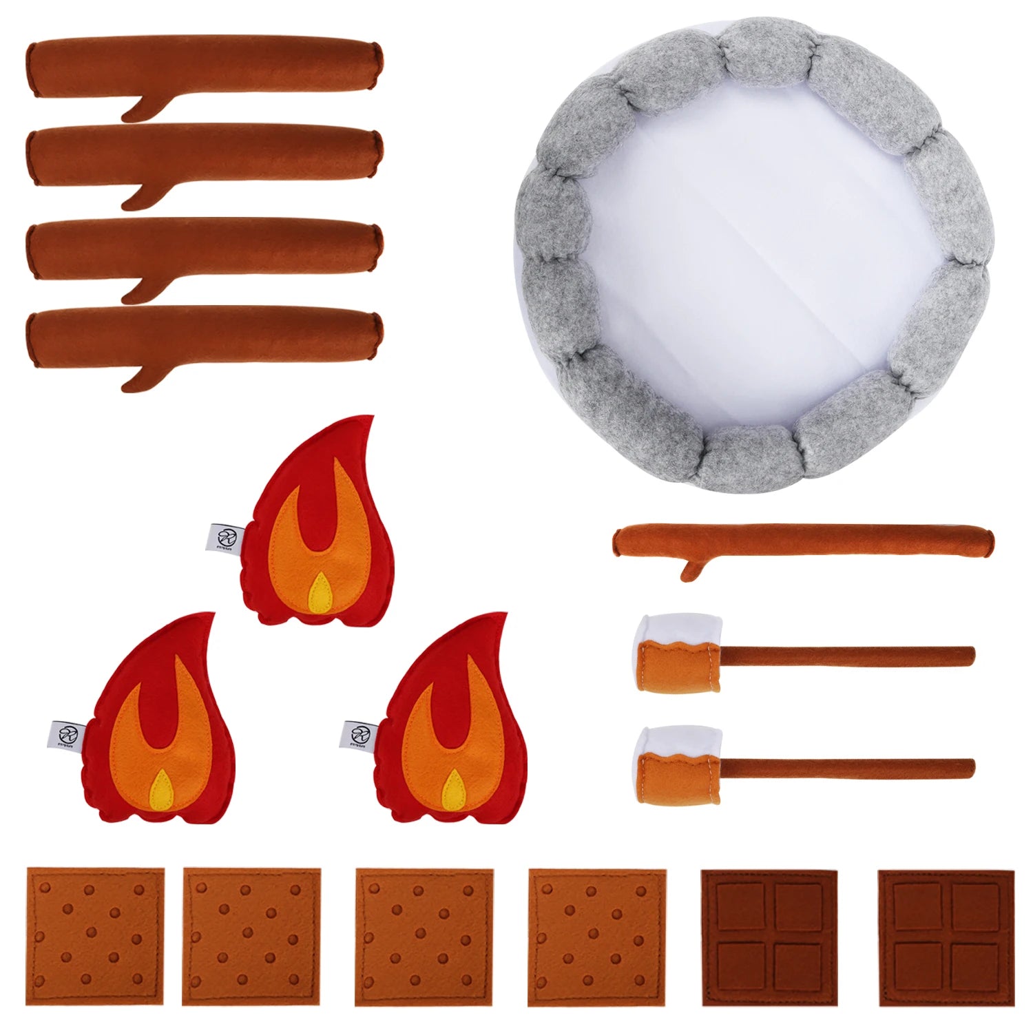 Ensemble de jeu de feu de camp S'mores en peluche, 16" | 40 cm