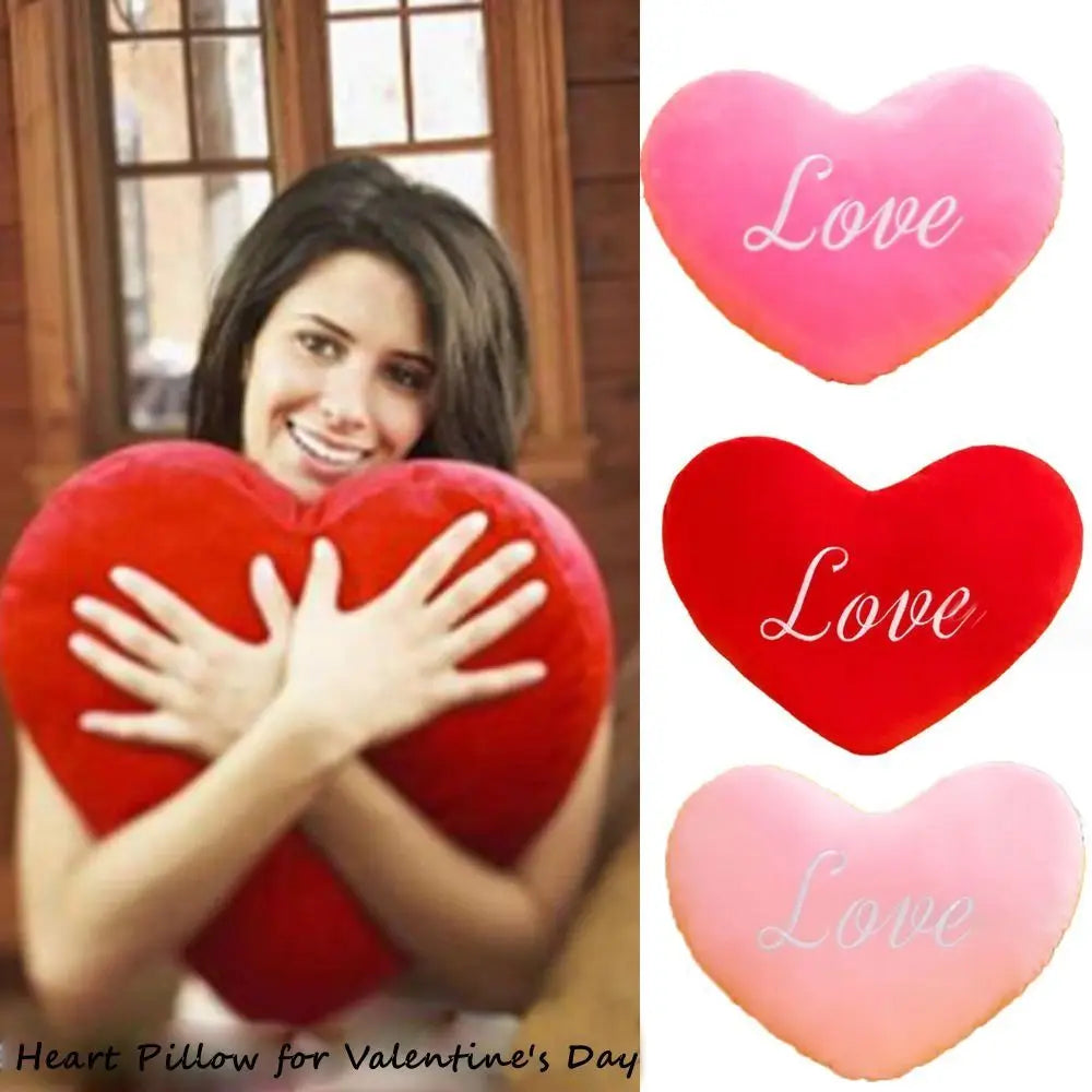 Coussin en forme de cœur en peluche - Trois couleurs et tailles